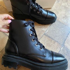 Schutz Black Maylova Leather Combat Boots Sz 10 New